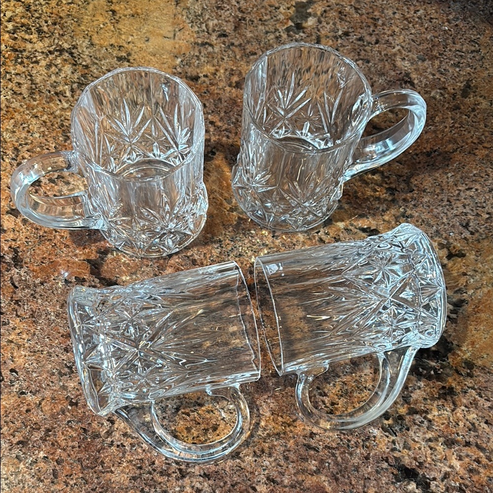 Vintage Crystal Mugs made in France, set of 4 for coffee or beer
